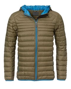 Chaqueta Ligera de Plumón Verde Oliva para Hombre con Capucha Azul, Chaqueta Casual con Cremallera, Cortavientos, para Invierno al Aire Libre - Product Image 1