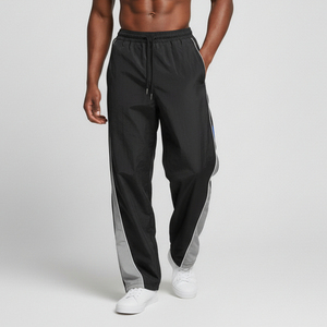 Custom Casual Joggers <b>Vintage</b> Men's Running Canvas Oversized Baggy <b>Track</b> <b>Pants</b> Windbreaker Washed 100% Cotton Mid Side Panel - Product Image 5