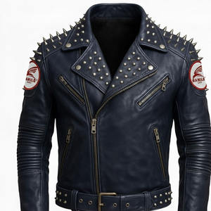 Chaqueta de Cuero Personalizada Más Popular, Chaqueta de Cuero Genuino de Piel de Vaca Natural para Hombre, Manga Larga, Chaleco de Motociclista a la Moda. - Product Image 5