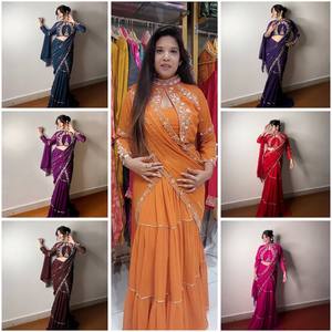 Blusa Sari de Bollywood de diseñador más vendida para mujer, ropa de fiesta India paquistaní, Top Sari para bodas, festivas y ocasiones - Product Image 2