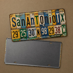 Letrero Metálico Vintage de <span class=keywords><strong>San</strong></span> <span class=keywords><strong>Antonio</strong></span>, <span class=keywords><strong>Texas</strong></span>, EE. UU., Placa de Matrícula de Metal, Letrero Rústico de Metal, Decoración de Pared para Salón o Garaje, Estilo Antiguo - Product Image 2