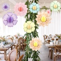 Pastel nid d'abeille jardin thème fête décoration papier tournesol guirlande suspendus plafond fête fournitures pour anniversaire bébé douche