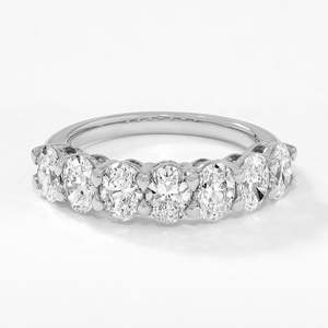 Anillo de Compromiso de Media Eternidad con Moissanita de Corte Ovalado de Lujo, Color D, 0.25 CT*7 Piedras, Anillo a Juego, Plata de Ley 925 - Product Image 3