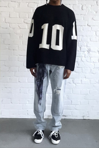 OEM personalizado Logo streetwear prendas de punto de moda de cuello redondo sudadera de manga larga de los hombres de punto de ganchillo suéter top de punto de malla jersey - Product Image 4