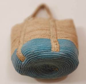 New Arrival Women's Eco-Friendly 100% Jute Fabric Sling Bags <b>Braided</b> Beach Totes with Printed Lace Shoulder Carry <b>Accessory</b> - Product Image 6