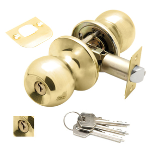 Maniglia per porta Wolfpack con chiave, entrambi i lati, finitura in ottone. - Product Image 1