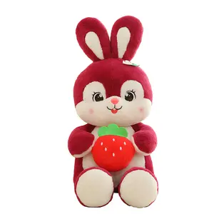 New Arrival Creative Strawberry Rabbit Stuffed Animal Cute Plush Rabbit Doll Soft Comfortable Toy For Girls Gift