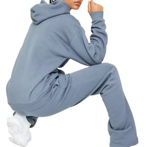 Nuevo logotipo personalizado/colores pantalones de chándal Jogger y Sudadera con capucha Set Heavyweight Fleece Cloud color azul chándales para hombres - Product Image 1