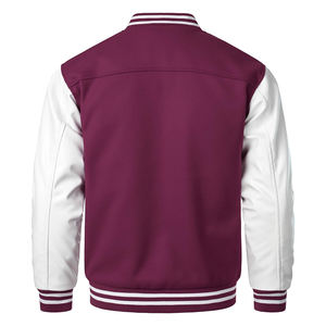 Custom Jersey Fleece Hombres de lana de cuero de la manga cortavientos Botones cubiertos de algodón CollegeBaseballjacket para los hombres - Product Image 3
