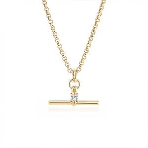 Collier superposé Jeulia Andy Style en or avec barre en T et pierre carrée - Product Image 1