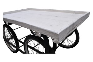 Maison Jardin Rangement Et Organisation Accessoires Chariot Décoratif Blanc Peint Affichage Portable En Bois Stockage 4 Roues Chariot - Product Image 2