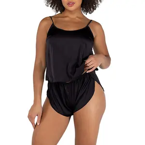 Look sexy Robe de nuit élégante en satin de soie respirante à bretelles spaghetti Lingerie chaude Tenue de nuit pour femmes et filles