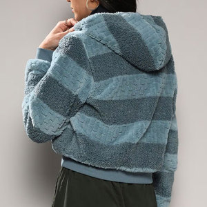 Col zippé haut de gamme femmes Sherpa polaire à capuche nouveau 2025 Budget Friendly Article femmes Sherpa veste - Product Image 3