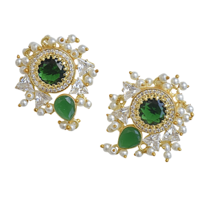 Boucles d'oreilles en laiton de mode, vente en gros, zircon brut, pierre naturelle, design plaqué or 18 carats, sans nickel, durables, haute qualité - Product Image 4