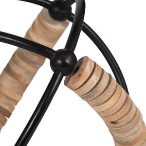 Sculpture moderne en métal et orbe décoratif en bois de manguier avec anneaux en fer imbriqués Sculpture décorative d'Inde en gros - Product Image 3