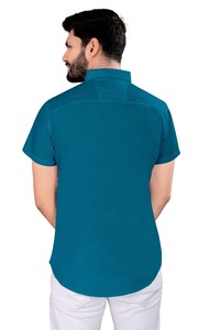 Camisa de manga larga de satén azul claro para hombre al por mayor, ropa de trabajo de verano profesional informal de negocios con cuello antiarrugas sin hierro - Product Image 4