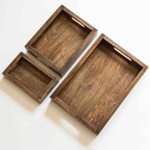 Plateaux en bois naturel respectueux de l'environnement pour fête événement mariage meilleur plateau en bois ensemble nourriture et boisson servant - Product Image 1