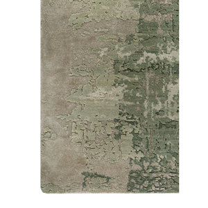 Alfombra Kavi Verde de Lana y Seda de Bambú Anudada a Mano con Patrón Abstracto, Modelo Esk-439 para Uso Doméstico - Product Image 4