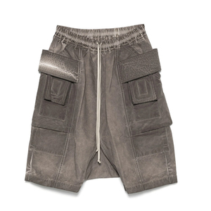 Shorts courts streetwear personnalisés de haute qualité, gris vieilli, effet délavé, surteintés, taille élastique, poches, shorts délavés à l'acide - Product Image 1