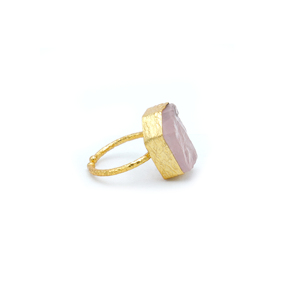 Bague en pierre précieuse de quartz rose plaquée or 18 carats faite à la main |   Bijoux pour femmes certifiés par des tiers de style bohème |   Fiançailles Mariage - Product Image 3