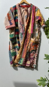 ที่ดีที่สุดคุณภาพทําด้วยมือหลายเย็บปะติดปะต่อกันผ้าฝ้าย Kantha แจ็คเก็ตผู้หญิงยาววินเทจผ้านวมเสื้อหนาวสบายๆฟรีขนาด - Product Image 5