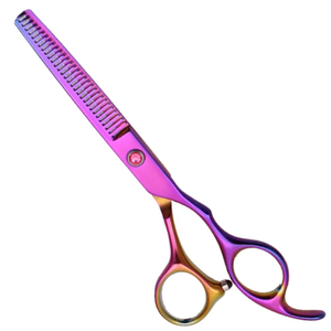 Tijeras para adelgazar el cabello con dientes, accesorios de salón de barbero de acero inoxidable con revestimiento de titanio elegante, tijeras - Product Image 1