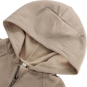 Hoodie court zippé élégant pour femme, style vintage, double couture, tissu doux, idéal pour l'extérieur - Product Image 3