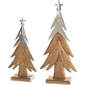 Ornement d'arbre de Noël contemporain de luxe en métal décor de table de vacances élégant salon bureau célébration saisonnière - Product Image 3