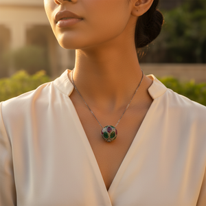 จี้เพชรทรงเหลี่ยมมรกตและอเมทิสต์ ทอง 14k ประดับเพชร ชุบโรเดียม ประดับด้วยเพทาย - Product Image 1