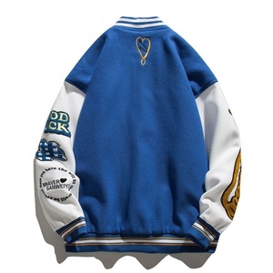 Vente en gros de veste Letterman universitaire vintage avec logo personnalisé, broderie en chenille, quantité minimale de commande bas, tissu laine d'hiver, toile, manches en cuir - Product Image 6