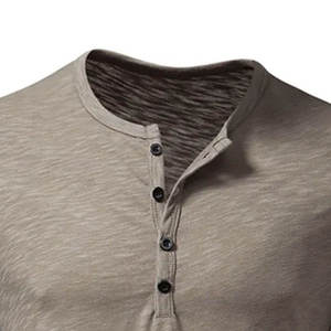 Ligero sin cuello de punto transpirable Henley Classic Fit Everyday Casual y Office Wear Plus Size Camisas de hombre - Product Image 6