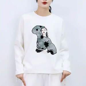 Sudadera con capucha de punto con bordado GSM alto con letras de invierno hechas a medida para mujer, ropa informal, sudadera de 100% algodón de calidad Premium - Product Image 5