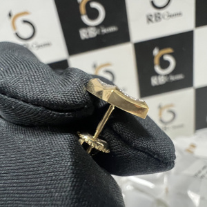 Pendientes de compromiso clásicos con diamantes cultivados en laboratorio VVS, corte cojín, oro amarillo macizo de 14k, certificados por IGI, para mujer - Product Image 2