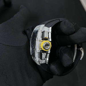 Mejor regalo de joyería de moda de alta calidad de los hombres Iced Moissanite reloj VVS diamantes oro blanco correa de acero inoxidable 20mm analógico - Product Image 4