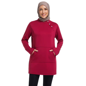 OEM Vêtements de sport décontractés pour femmes musulmanes Automne Mode manches style sueur Combinaison unie avec broderie Vêtements islamiques pour filles - Product Image 1
