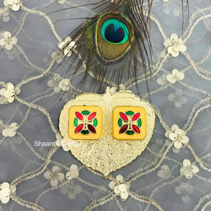 Kumkum แผ่นเสียงทางศาสนาอินเดียแผ่นเสียงจานก้นสีทองชุบสวยงามสำหรับงานแต่งงาน - Product Image 6