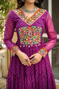 Vestido Navratri para mujer Vestido Bandhani Garba Traje para Navratri Vestido Garba Night Anarkali Vestido tradicional - Product Image 6