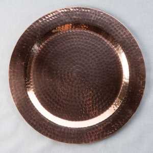 Assiette de service ronde en cuivre martelé de haute qualité pour la décoration de mariage, pour les tables d'événements et de banquets, sous-assiette - Product Image 2