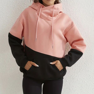 Jersey de algodón puro de ajuste Regular para mujer, sudadera con cordón, ropa de mujer 2025, Sudadera con capucha Colorblock de lana orgánica para mujer, personalizada - Product Image 1