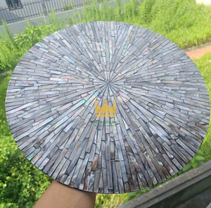 Customize Natural Crafts <b>Round</b> Insulated Freshwater Mother of Pearl Shell <b>Placemat</b> for Dinning Cheap Price - Product Image 1