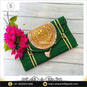 กระเป๋าถืองานแต่งทรงซองจดหมายกระเป๋าคลัทช์สำหรับผู้หญิงเป็นมิตรกับสิ่งแวดล้อมดีไซน์แฟนซีทำด้วยมืออินเดีย - Product Image 2