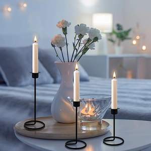 Centro de mesa más vendido, decoración de velas, soportes de decoración, juego de pilares de vela de Metal antiguo alto, 3 uds., acabado negro - Product Image 1