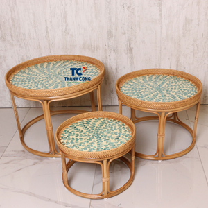 Mesa de ratán de lujo con Incrustaciones de nácar muebles de Vietnam hechos a mano para sala de estar dormitorio Eid Diwali decoración del hogar - Product Image 1
