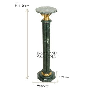 Socle en marbre vert foncé de luxe avec capitale en laiton corinthien - Product Image 4