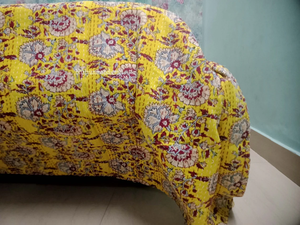 Venta al por mayor King Size 100% algodón suave orgánico Vintage Floral impreso Kantha edredón cosido a mano hogar Hotel ropa de cama - Product Image 5