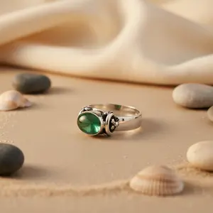 "Romantic Rhodium-Plated 925 <b>Silver</b> Emerald <b>Cross</b> Ring for Women's Fine Jewelry" - Product Image 1