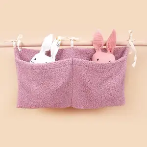 Trẻ Em Bé Sherpa Teddy Crib Pocket Organizer Tường Lưu Trữ Nursery Faux Fur Teddy Organizer Cho Đồ Chơi Phụ Kiện Tã Lưu Trữ