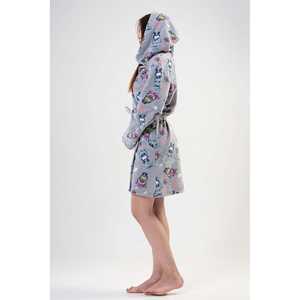Women's Fleece <b>Hooded</b> Short <b>Robe</b> with Pockets Comfortable Sweatshirts - Product Image 6