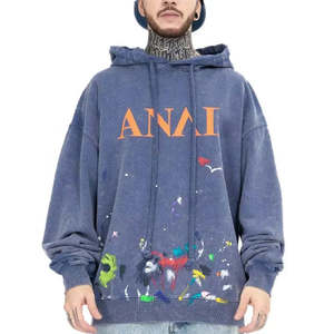 Sudaderas Personalizadas de Estilo Urbano, Lavado Ácido, Estilo Vintage, Impresión DTG, Conjunto de Sudadera Gruesa y Pantalones Deportivos para Hombre - Product Image 3