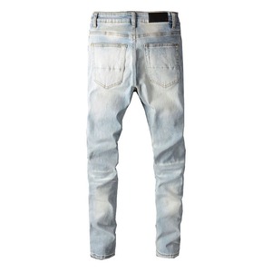 Pantalones vaqueros de mezclilla de algodón 100% estampados para hombre de calle alta con pierna ancha transpirable y para las estaciones de primavera e Invierno - Product Image 5